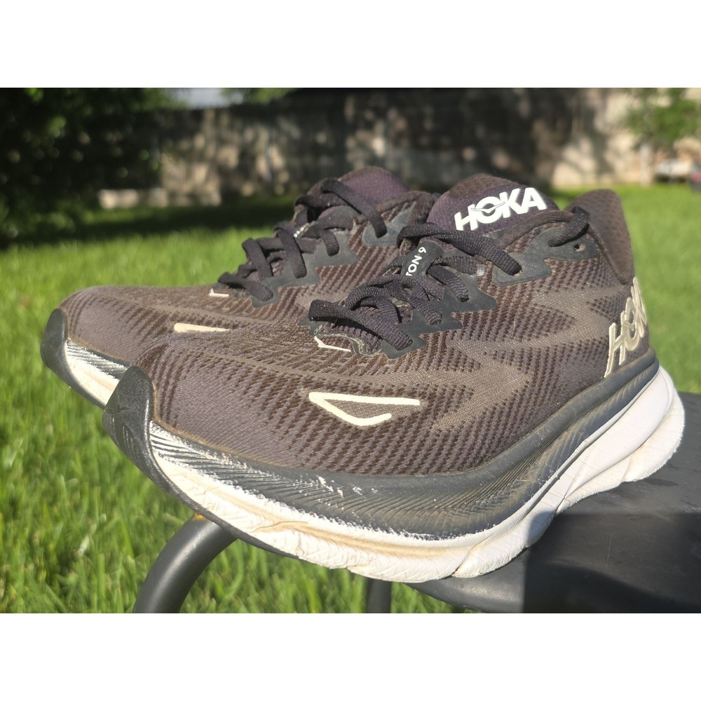 Hoka Clifton 9 Mens Running Shoes Black White Sneakers 1132210-BWHT